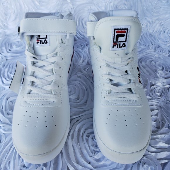 FILA Vulc 13 Men Shoes Sneakers Faux Leather White Navy Red High Top Size 8 M - Picture 2 of 9